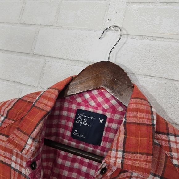 AEO flannel print button down - Picture 7 of 13